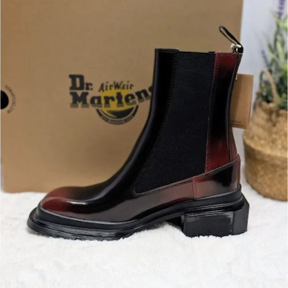 Dr. Martens Maybole Square Toe Black & Cherry Red Arcadia Chelsea Boots UK 5 NIB - Picture 8 of 14
